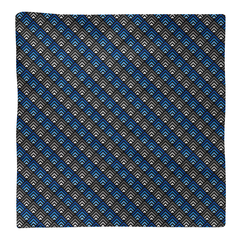Serviette en coton à motif à rayures géométriques, Bleu / Noir, H 0,1 po x l 22 po x P 22 po, Sergé de coton