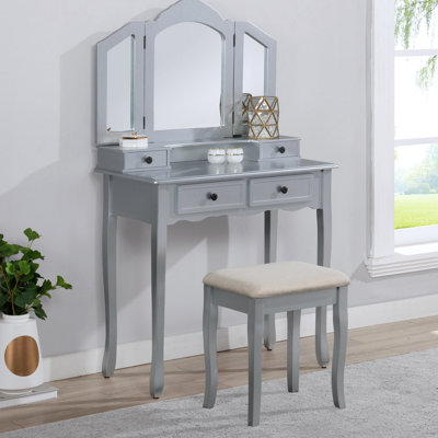 Ensemble coiffeuse et tabouret en bois Sanlo