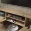 Meuble télé flottant Desmone pour téléviseur de 80 po ou moins, console média murale avec rangement, finition bois brun chêne-111925897-71337675