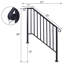 Rambarde monobloc en fer forgé à 3 ou 4 marches, barreaux noirs, 3 points de fixation flexibles-136870812