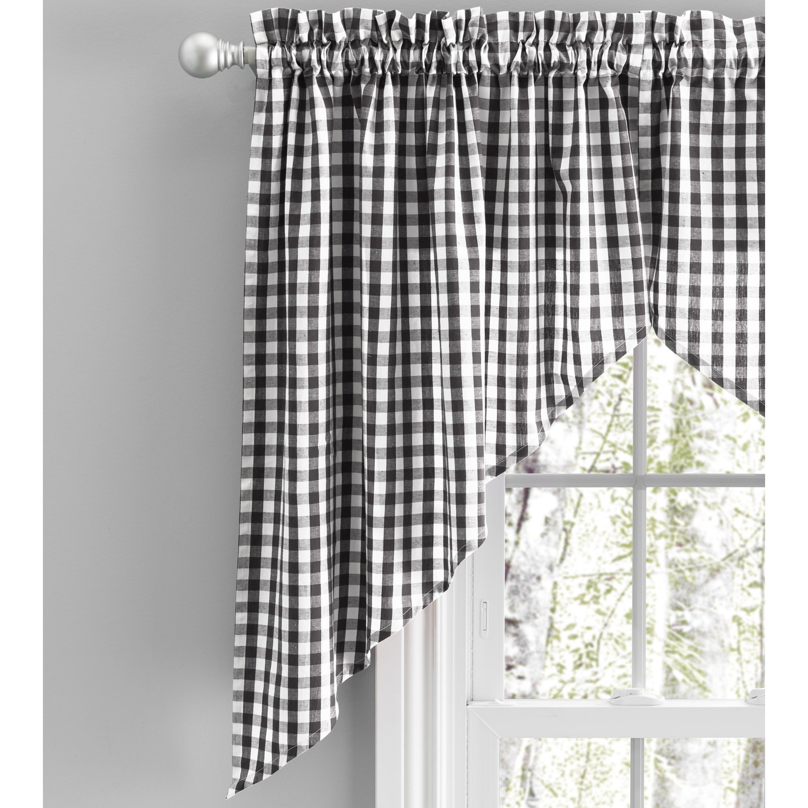 Alula Cotton Swag Window Valance, Black, 70" W x 13" L
