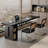 Black Rectangular Solid Wood + Acrylic + Iron desk-1550858710