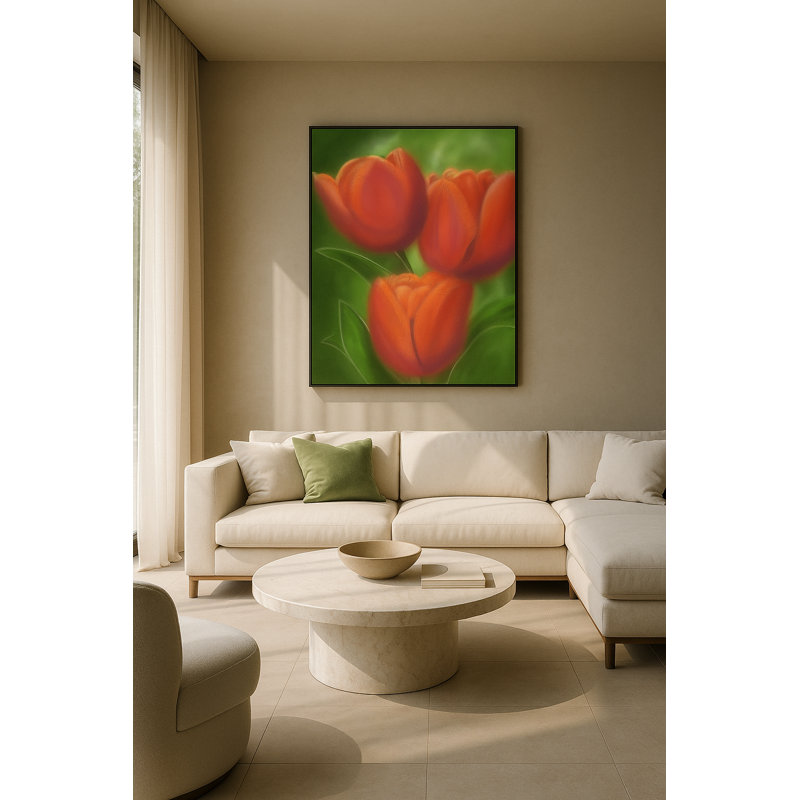 Scarlet Whisper Framed Canvas Wall Art by Kasian Art Studio - White Frame, Brown