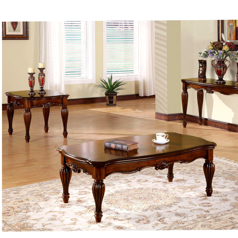 Table de canapé en cerisier avec pieds cannelés tournés