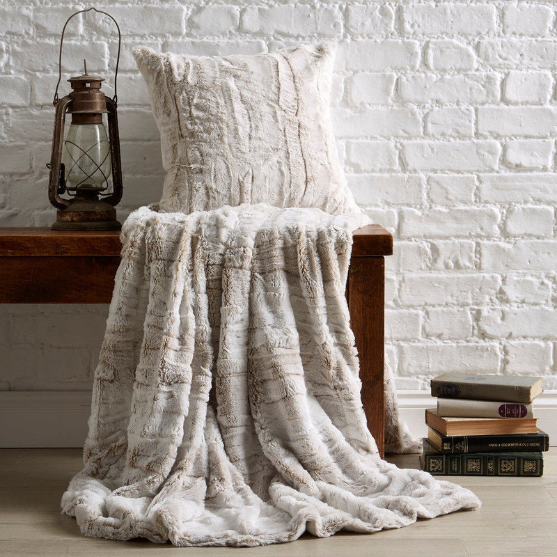 Snow Leopard Faux Fur Throw 