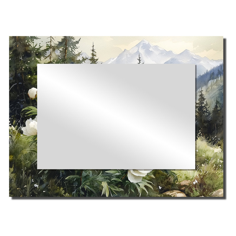 Pivoines estivales dans les pentes forestières II - Art mural miroir floral - imprimé sur métal, 24 po x 32 po