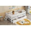 Lit plateforme simple en bois avec garde-corps et 2 tiroirs, blanc