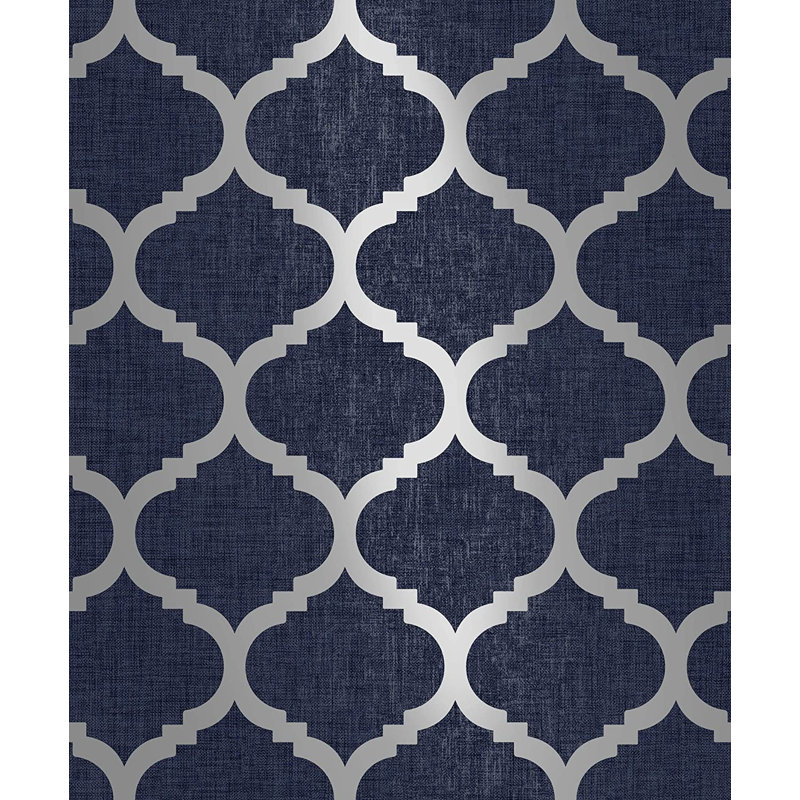 Cyrah Navy Blue Geometric Wallpaper 10.5 x 0.53cm Roll