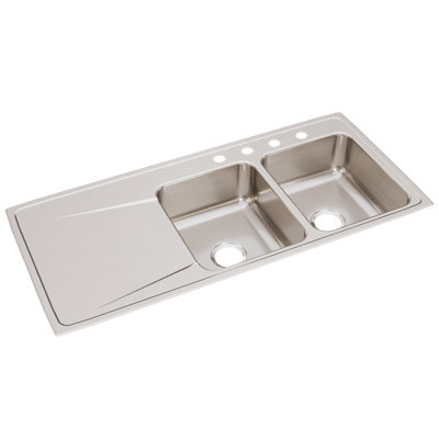 Lustertone 48" L x 22" W Double Basin Drop-In Kitchen Sink