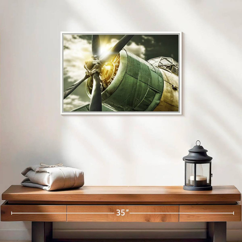 Vue du ciel de l'ancien avion, 19 po x 13 po, Cadre flottant blanc