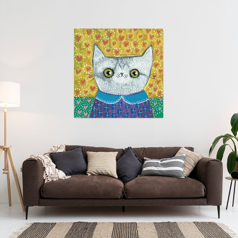 Art contemporain Kooky Cat II, H 36 po x l 36 po