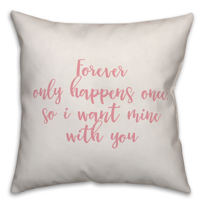  Coussin Forever Only Happens Once, Housse de coussin, Blanc / rose