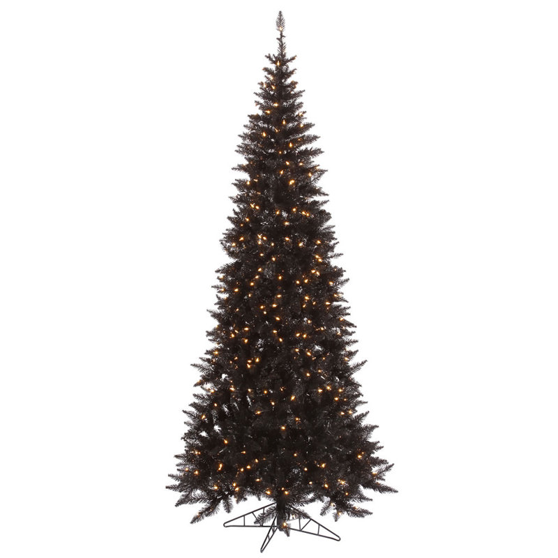 Black Fir Slim Artificial Christmas Tree, 7.5' H, Pre-Lit