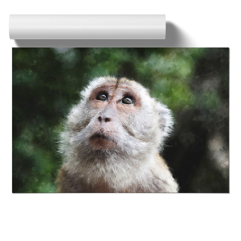Macaque Monkey Painting - Frameless Print, 21cm H x 30cm W x 0.1cm D
