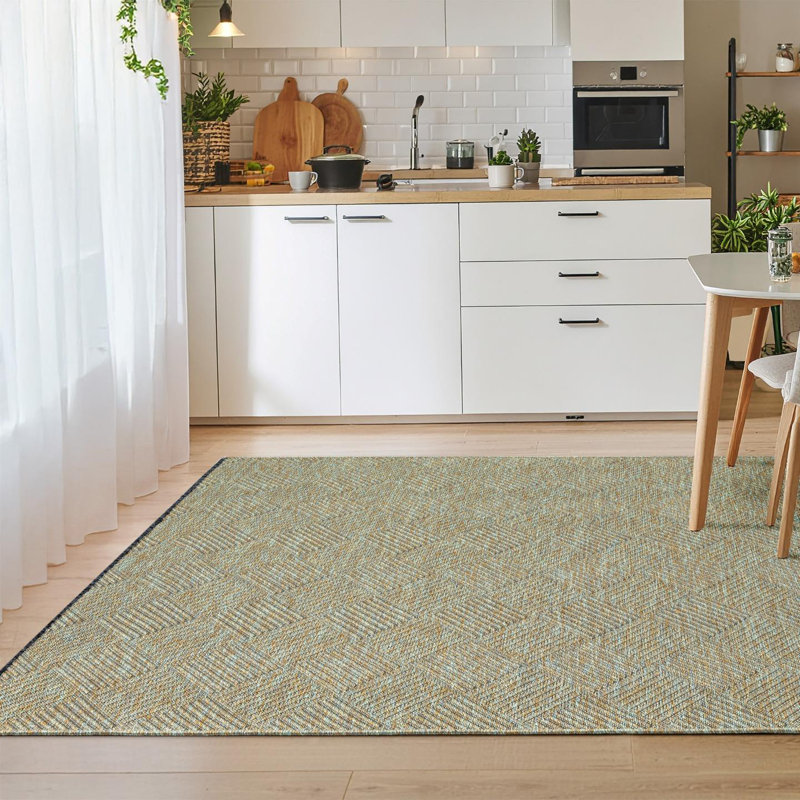 Tapis moderne à carreaux antidérapant lavable, Rectangle 5 pi x 7 pi