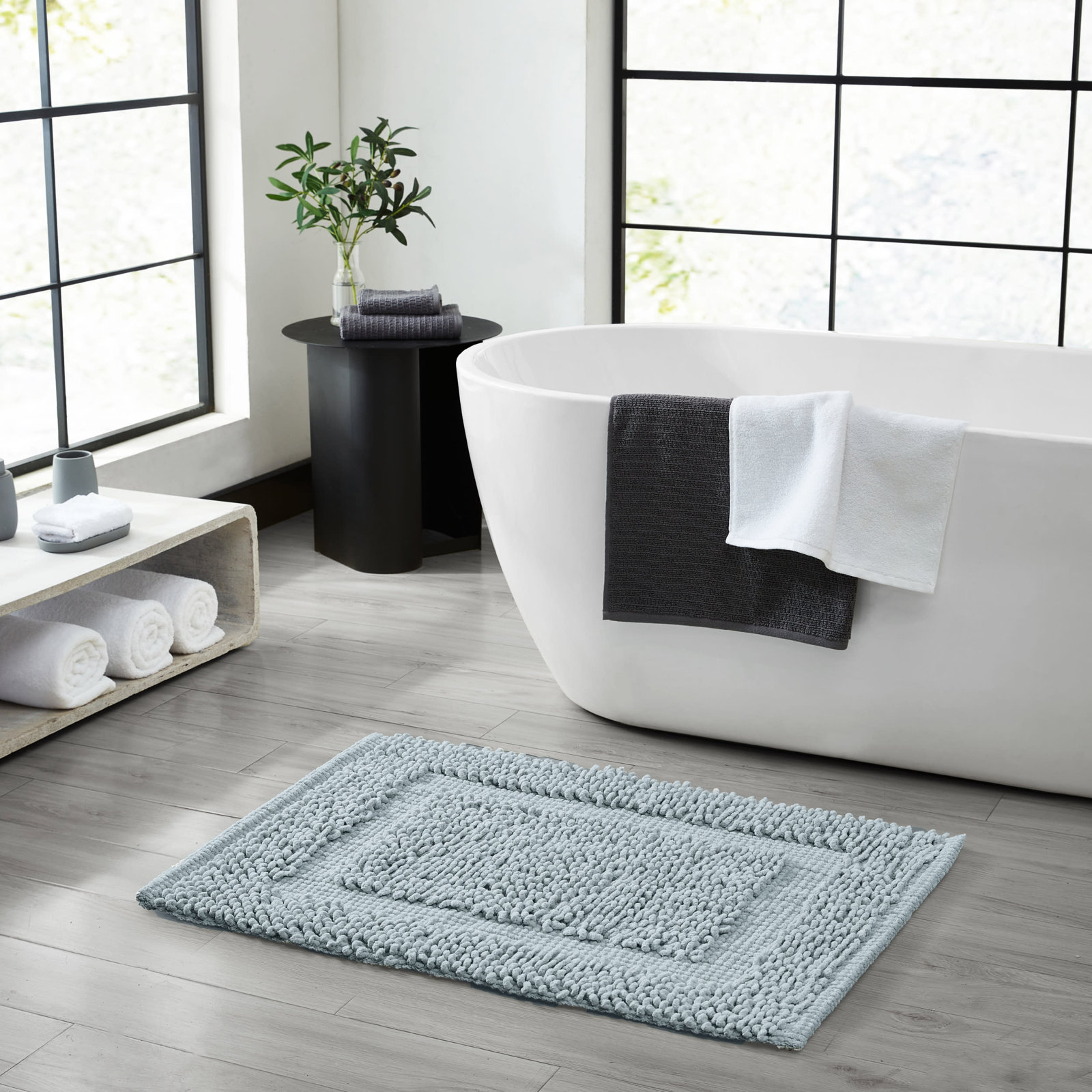 Payten Classic Cotton Bath Mat, Single - 20"W x 32"L, Pale Blue