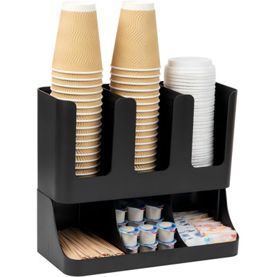 Countertop Coffee Bar Organizer with 6 Compartments,Black