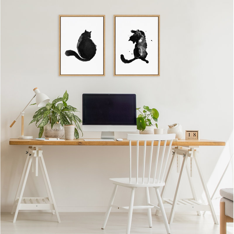 «Cute Cat BW» par Viola Kreczmer, reproduction d'art sur toile encadrée