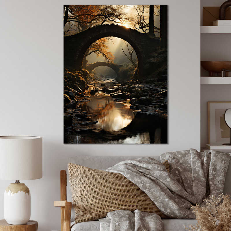 Pont vers nulle part, paysage I, H 40 po x l 30 po x P 1,5 po, Toile tendue