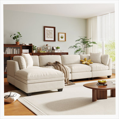Paramveer Upholstered Sectional Sofa with Removable Storage Ottoman