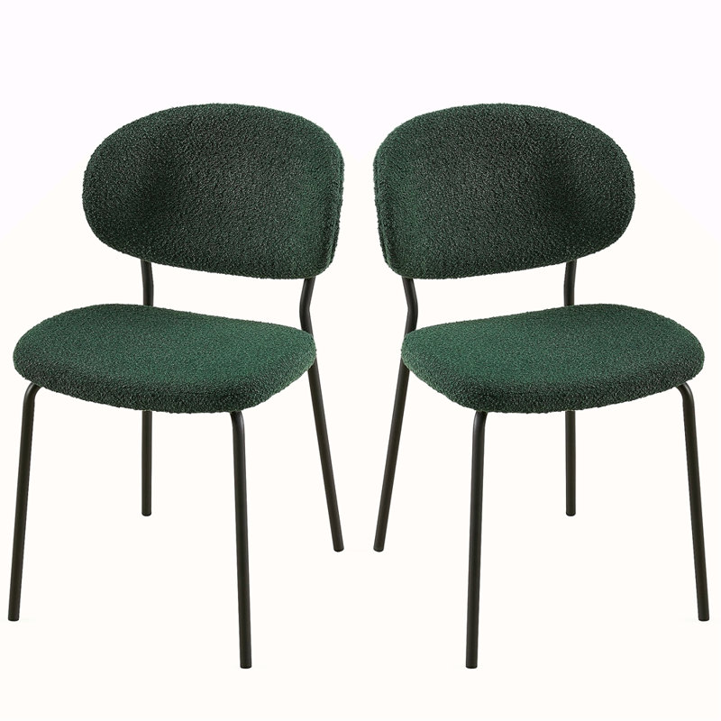 Ensemble de 2 chaises de salle à manger en tissu Boucle avec pieds en métal pour la salle à manger, la cuisine et le salon