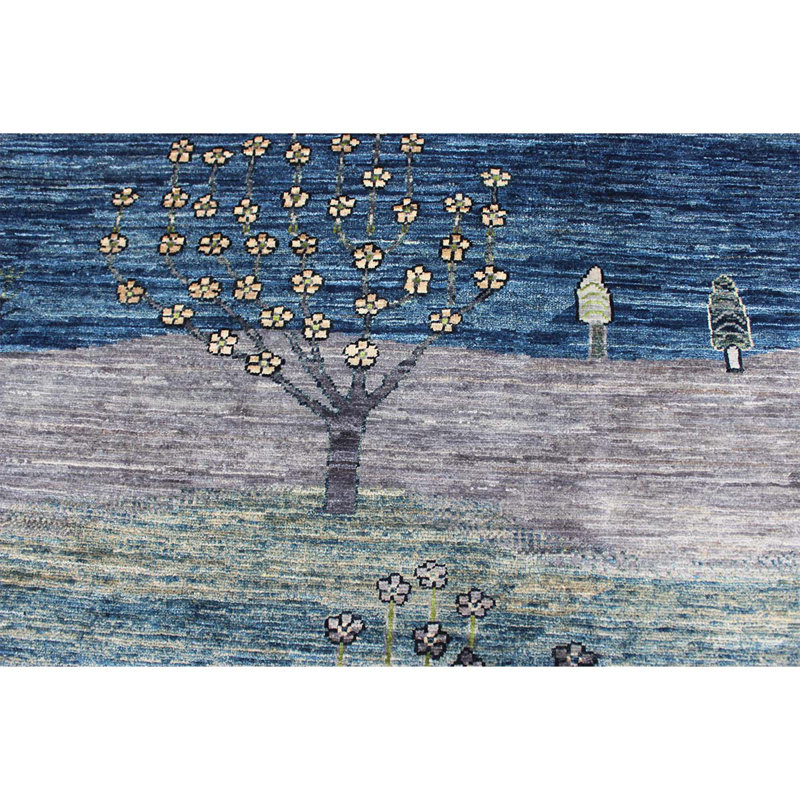 One-of-a-Kind High-Quality Hand-Knotted Blue/Beige/Gray Area Rug