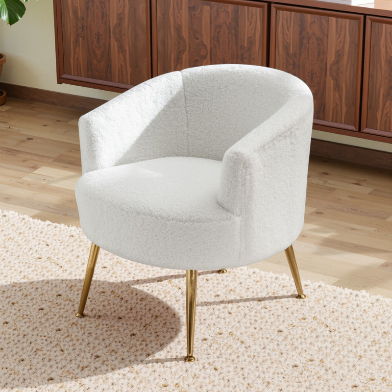 Lyela Upholstered Accent Chair, White Teddy