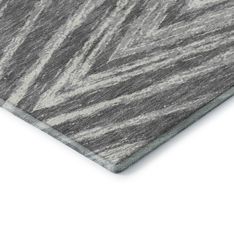 Tapis gris Prisco lavable à la machine de qualité supérieure, Rectangle 5 pi x 7 pi 6 po