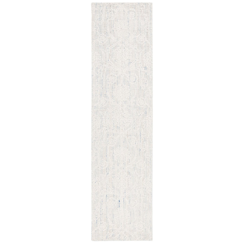 Carson-Alexander Hand Tufted Wool Cotton Pet Damask Rug in Teal/Ivory, Runner 2'3" x 9'