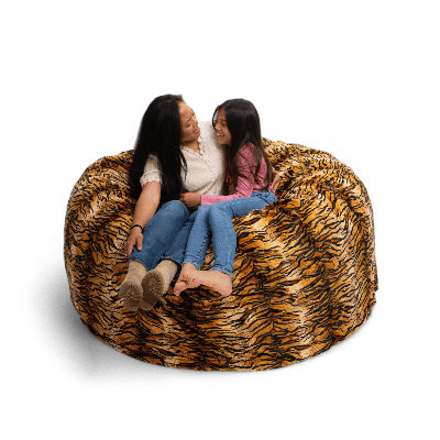  | 5 Ft Bean Bag Chair | Foam Filled - Removable Washable Cover, Tiger Fur