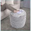 Repose-pieds d'intérieur cylindrique résistant à l'eau fabriqué à la main, blanc neige | Tissu résistant à l'eau | Entièrement assemblé-764484665