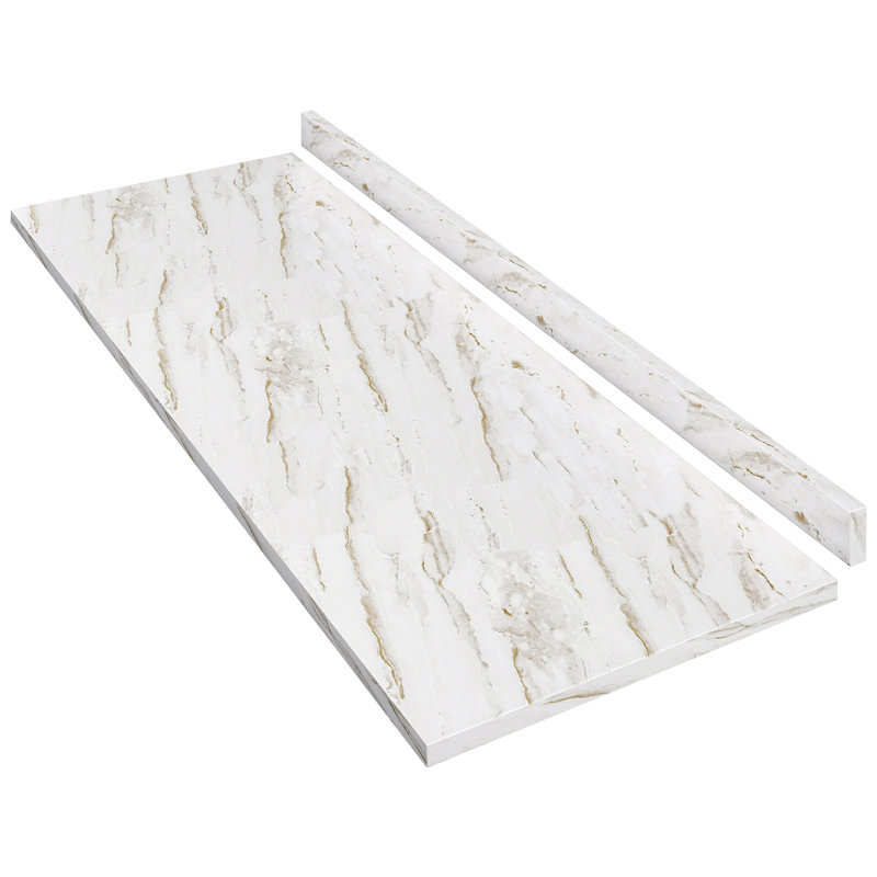 Plateau de table rectangulaire en stratifié 25,6 po, L 72 po x l 25,6 po, Marbre dramatique