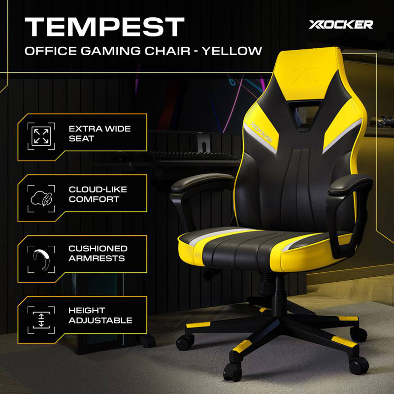 Tempest Ergonomic PC Office Gaming Chair, Yellow/Black
