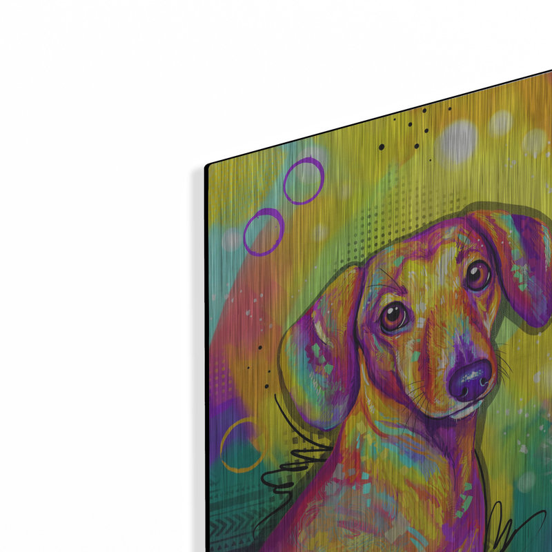 Red Barrel Studio «Pop Art Dachshund» par Furbaby Affiliates, art mural en métal, H 16 po x l 12 po