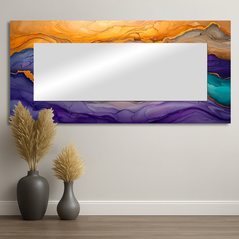 Dissous les limites des éclaboussures de gouttes, peinture II - art abstrait miroir mural - imprimé sur métal, 28 po x 60 po