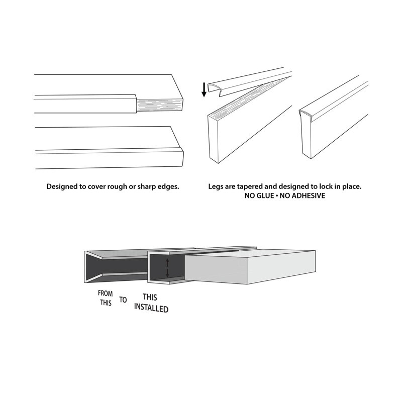 Rail de moulage en plastique de 2 pouces de largeur, Noir