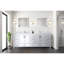 Meuble-lavabo double blanc 84 po X P 22 po D, avec plateau en marbre de Carrare-117978875
