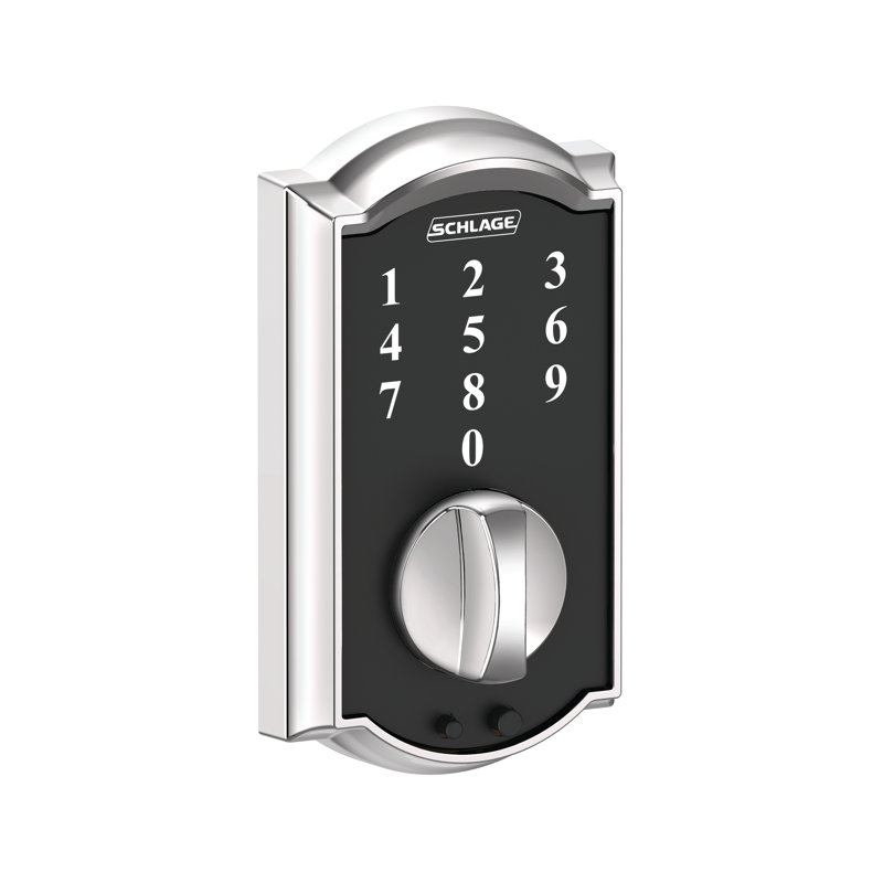 Schlage Touch Keyless Touchscreen Deadbolt with Camelot Trim, Bright Chrome