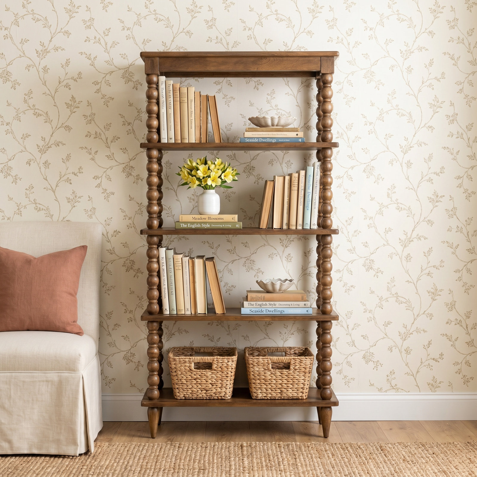 Isabel 16" Acacia Bookcase, Brown