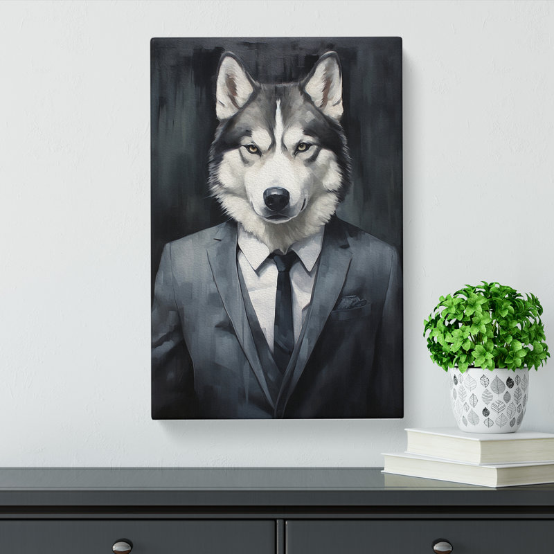 Husky In A Suit - No Frame Print, 60cm H x 40cm W x 3cm D