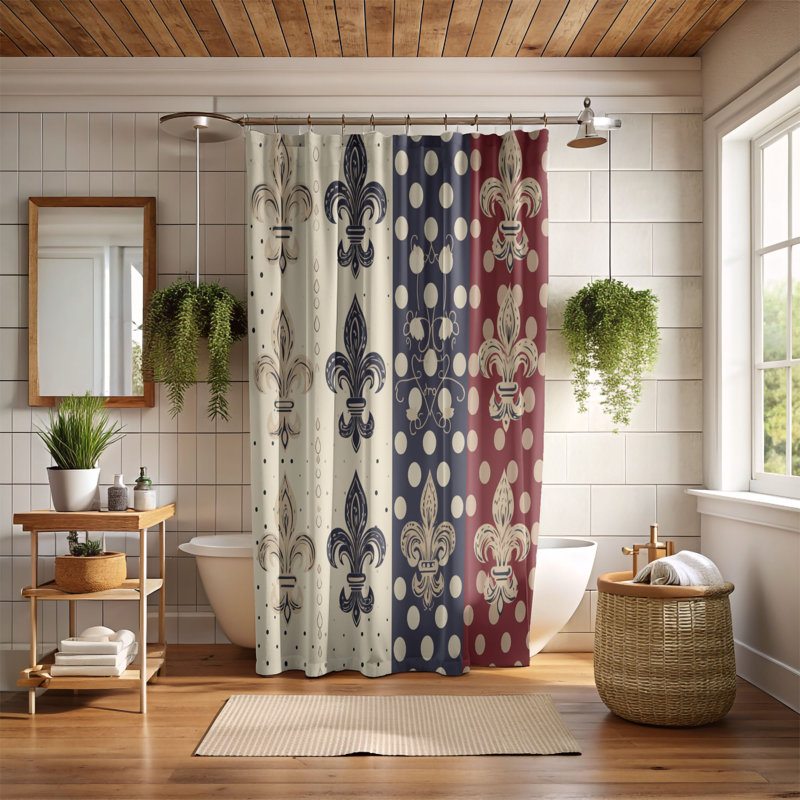 Damask Delight - Rideau de douche Premium, H 74 po x l 71 po