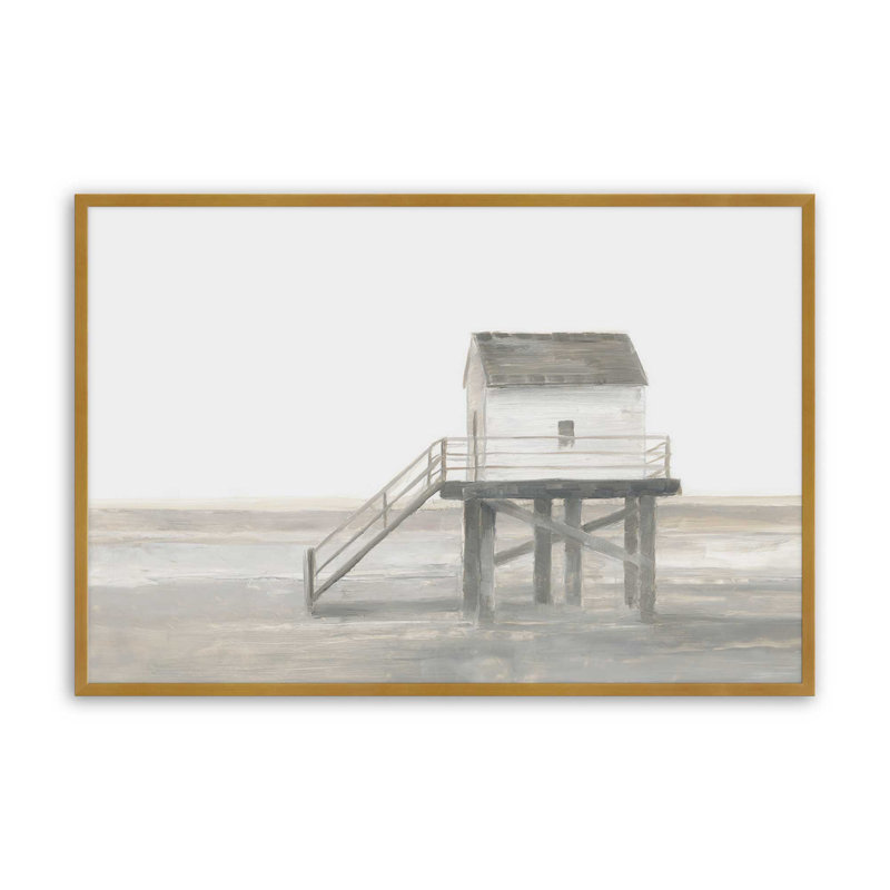 «Weathered Beach Outpost II» par Ethan Harper, reproduction d'art, H 12 po x l 16 po, Doré