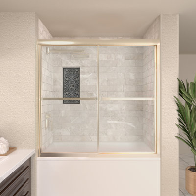59" W x 56" H Double Sliding Semi-Frameless Tub Door