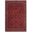 Tapis rouge en laine noué à la main rétro vintage rouge Copeland - 6 pi 5 po x 9 pi 7 po
