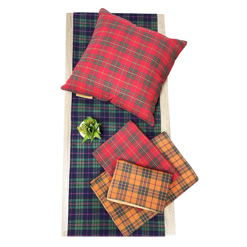 Chemin de table écossais vert rustique 16 po x 72 po Tartan, Rouge