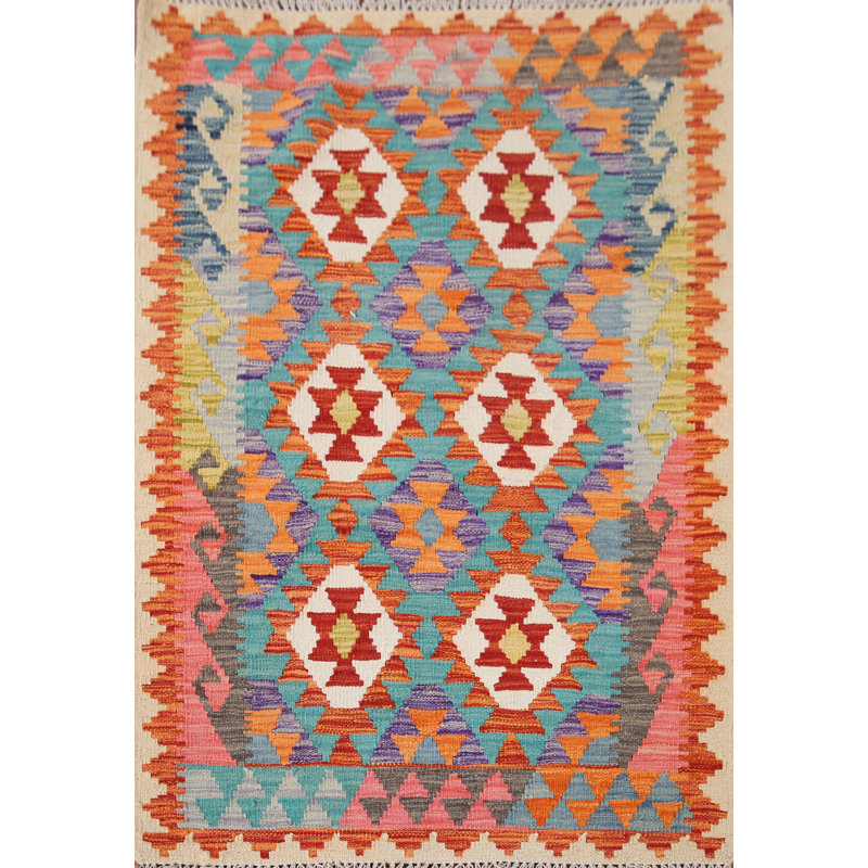 South Western Wool Kilim Oriental Rug 3x4