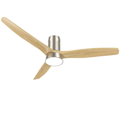 Kemp 52'' 3 -Blade LED Flush Mount Ceiling Fan with Light and Remote Control