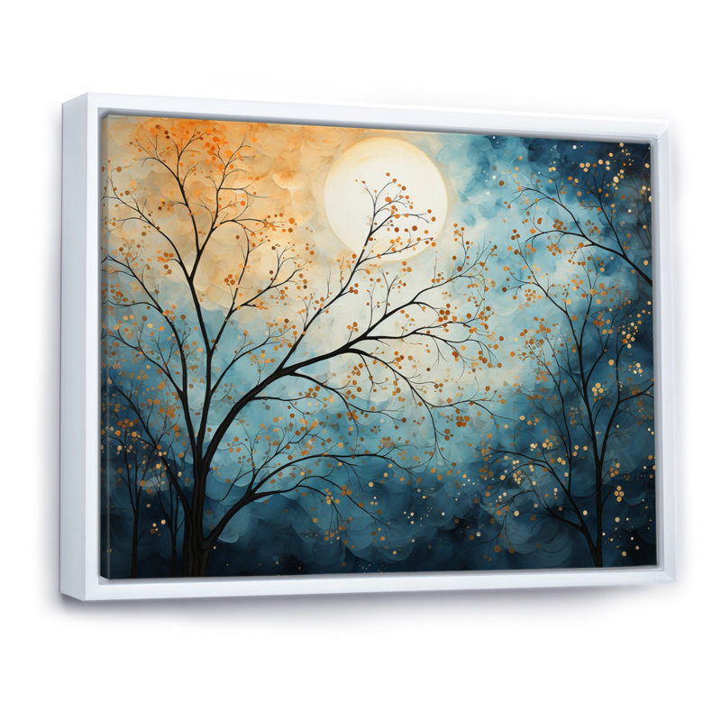 Ciel céleste mosaïque paysage V - impression, Cadre flottant blanc, H 12 po x l 20 po x P 1 po