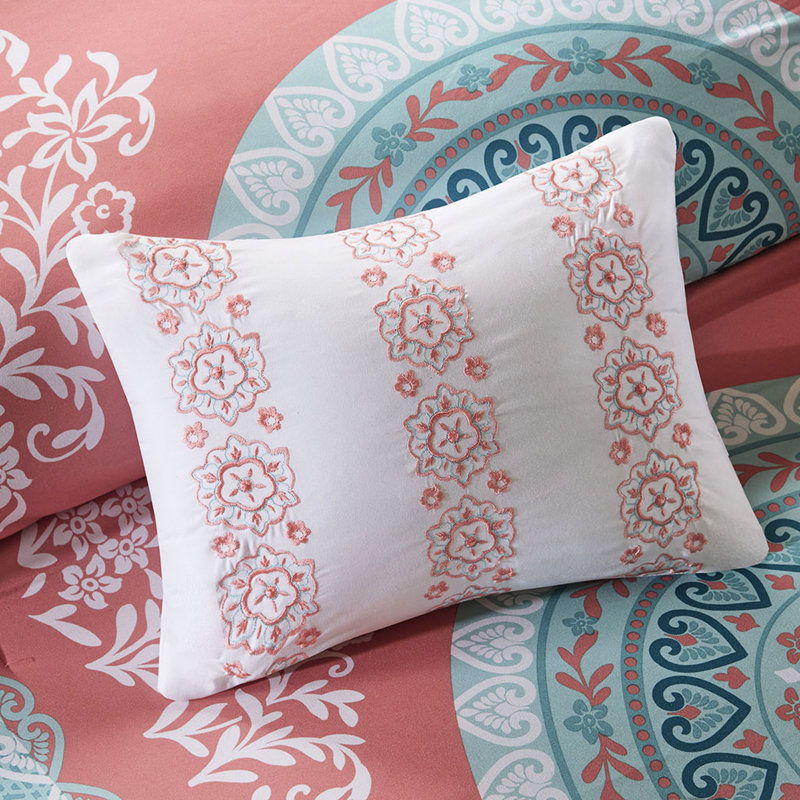 Grandes draps d'édredon - médaillon corail, literie en microfibre douce avec imprimé médaillon, rembourrage élégant