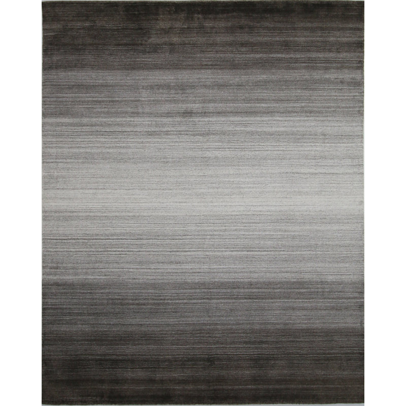 Tapis | Tapis en laine et bambou soie tissé à la main, brun, Rectangle de 5 pi x 8 pi